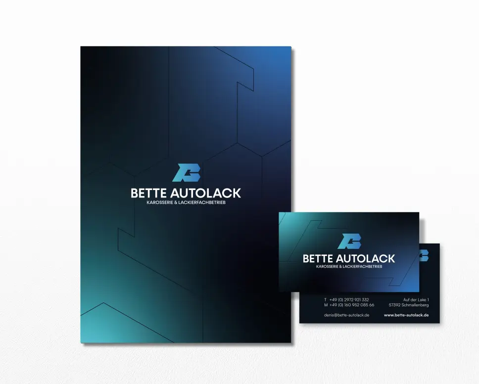 Briefpapier und Visitenkarten im Bette Autolack CD