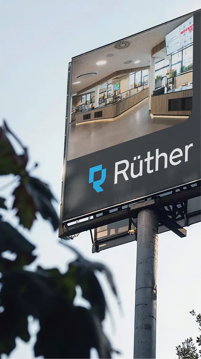 Plakatwand mit Rüther Logo